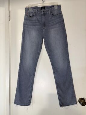 Hudson Women's Gray Straight-Leg Jeans with Raw Hem Size 30